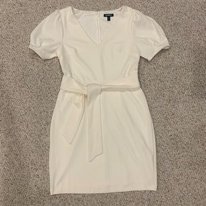 Express size Medium White Fitted Dress with Waist Tie